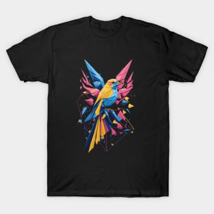 Geometric Bird Colorful Abstract Retro Design T-Shirt